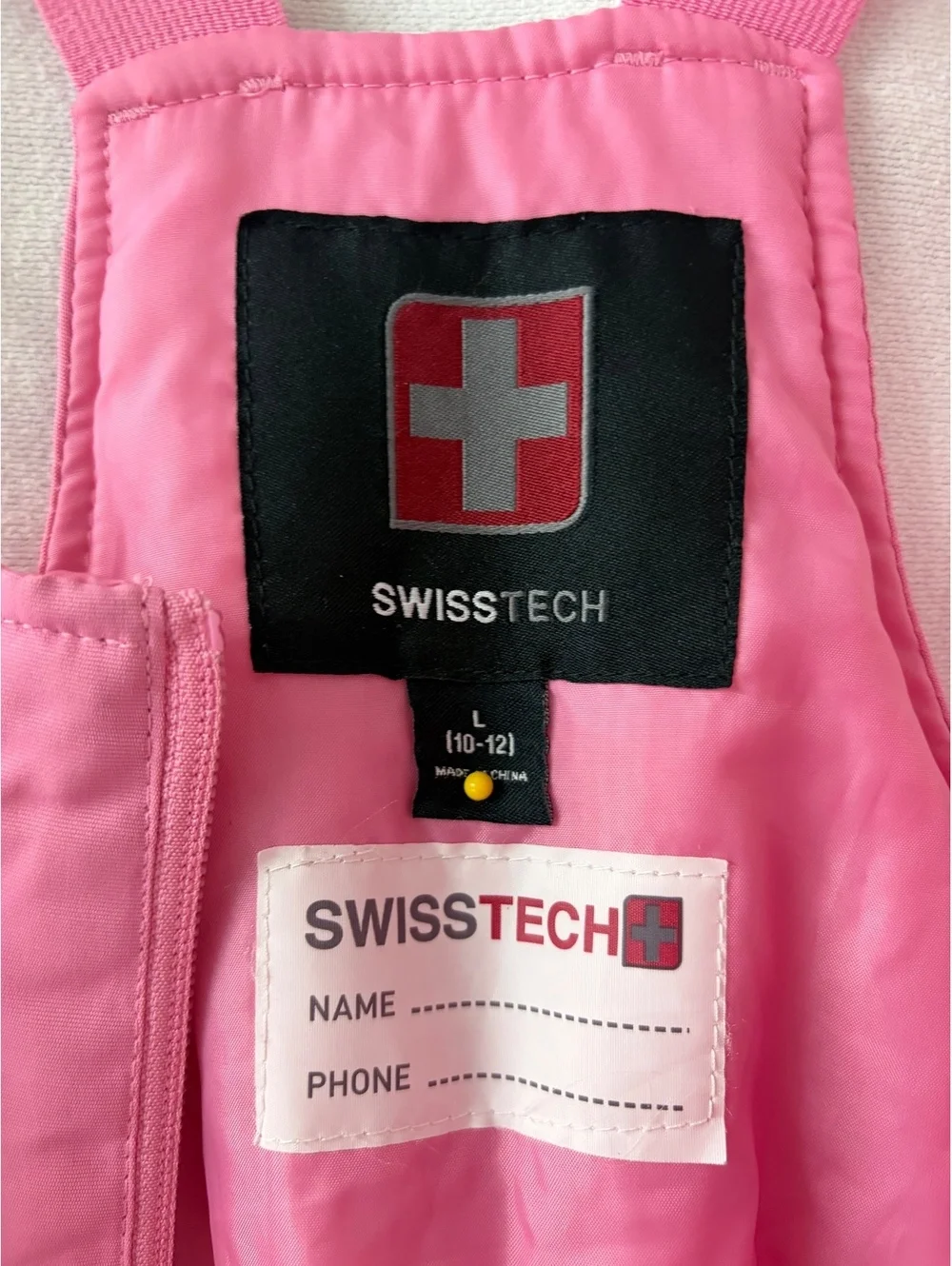 SwissTech Girls Size 10-12 Pink Insulated Snow Bib Ski Pants Winter